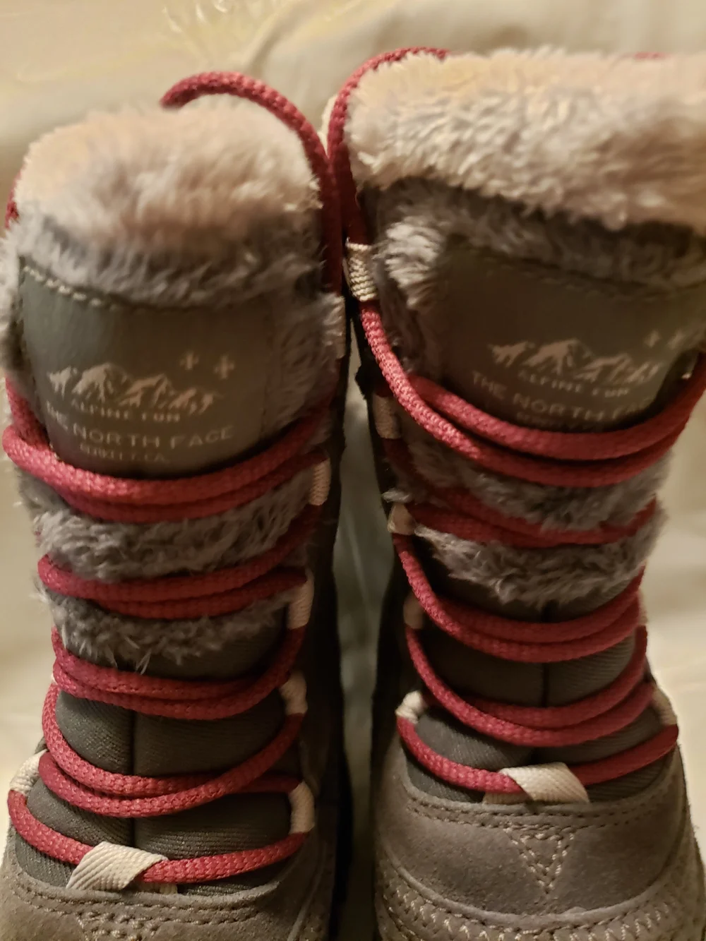 Kids Waterproof Winter Boots - Gray with Maroon Accents